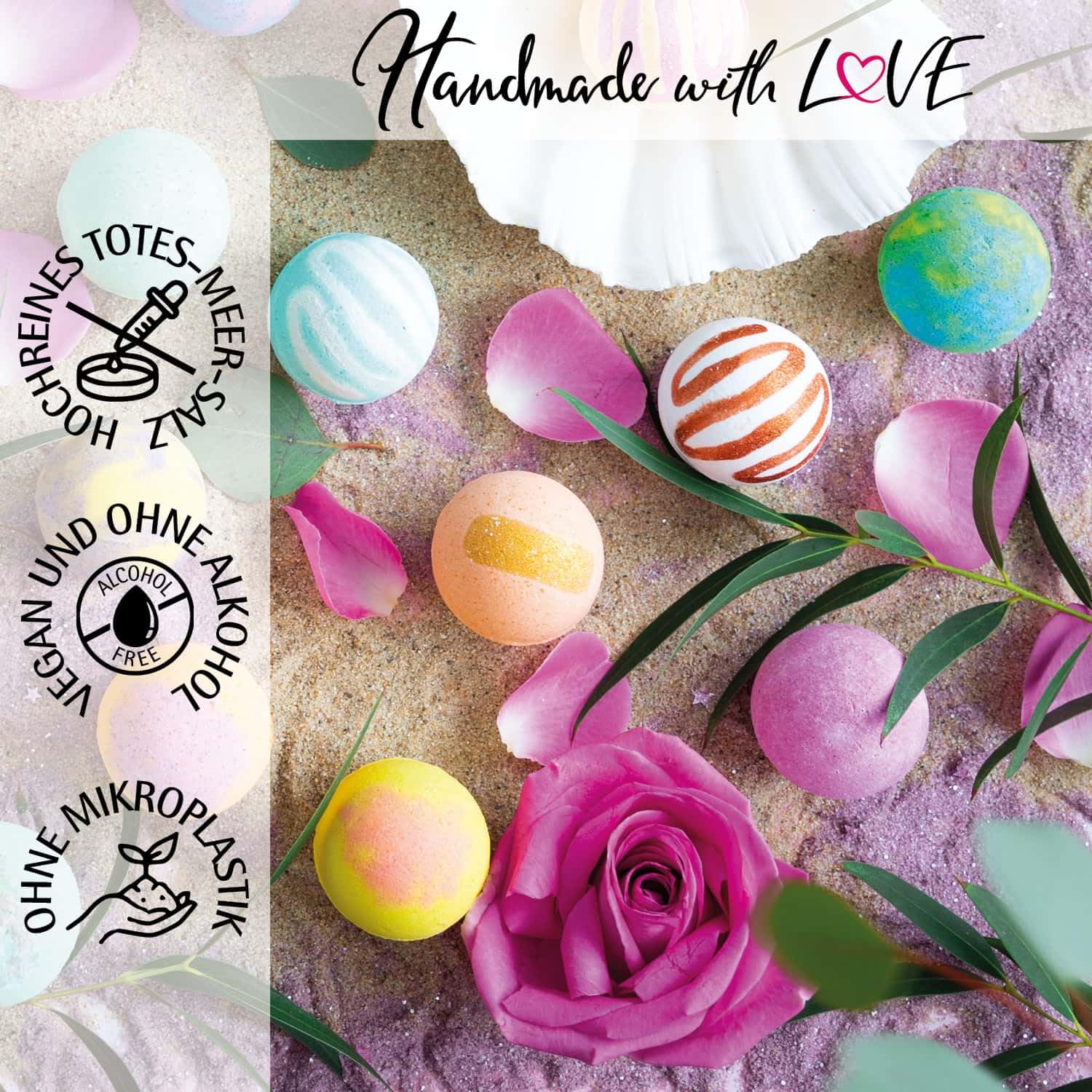 Hallingers Genuss Manufaktur Badebomben Oster-Geschenk-Set - 12x Badekugeln Bath Bombs in edler Geschenkbox, Frauen Badeperlen-Wellness & Spa ""Frohes Osterfes..."", Ostern Körbchen für Frauen Männer
