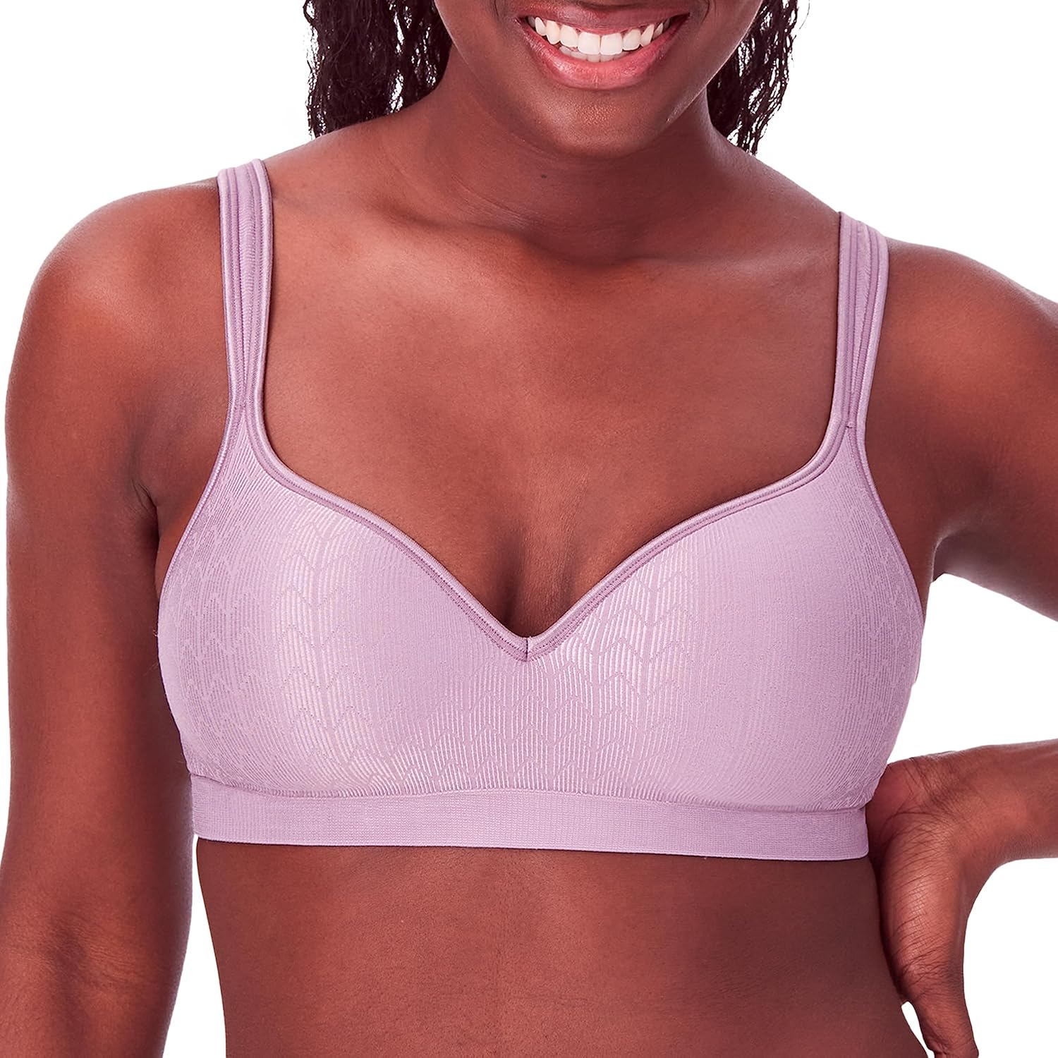 Bali Womens Comfort Revolution Wireless Bra, Cool Comfort Full-Coverage Bra (Retired Colors) 34D Perfectly Purple Zag