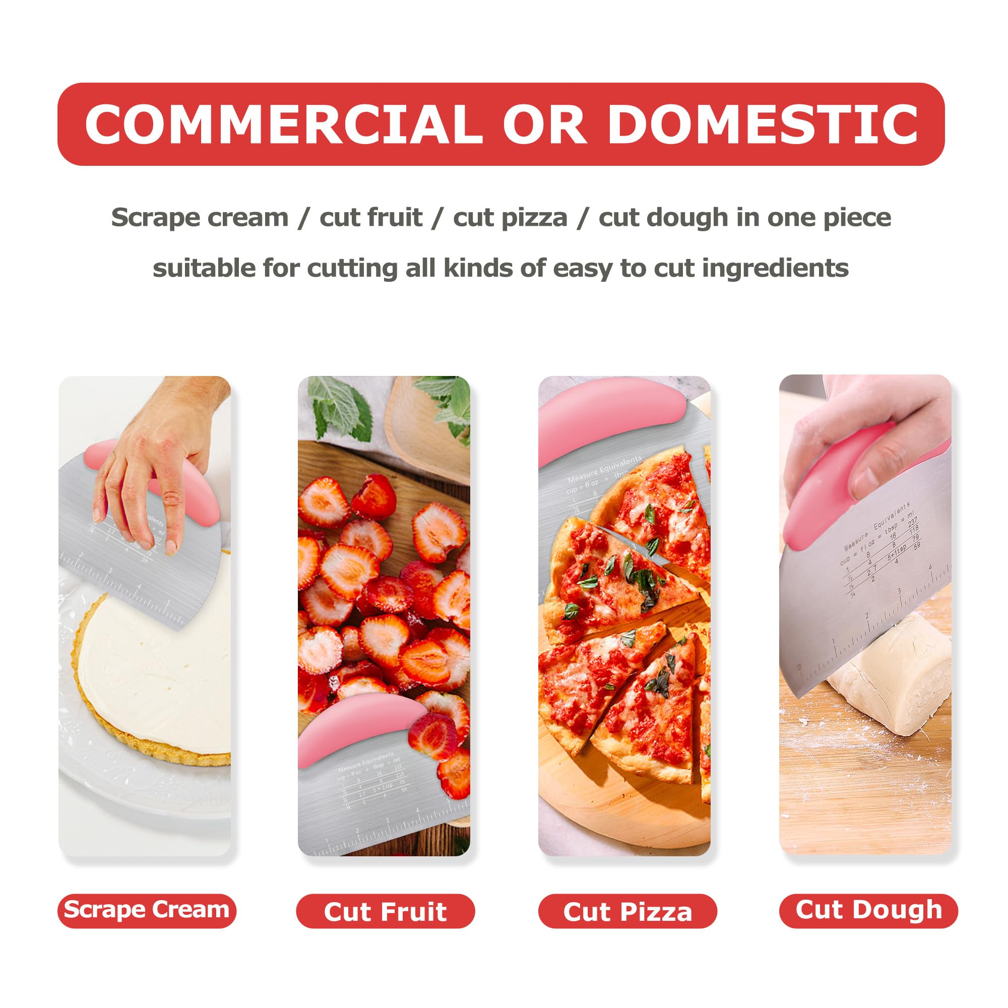 Pink Pastry Cutter - Dough Scraper for Baking -2