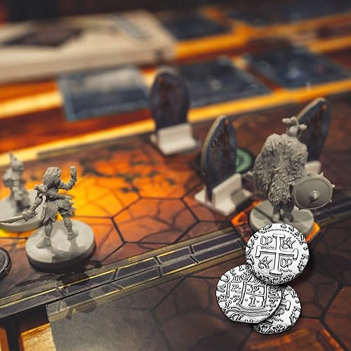 Miniatura 4 de Monedas piratas de metal  35 monedas grandes de plata tesoro juego de monedas de metal réplica española doblones para juegos de mesa, fichas,