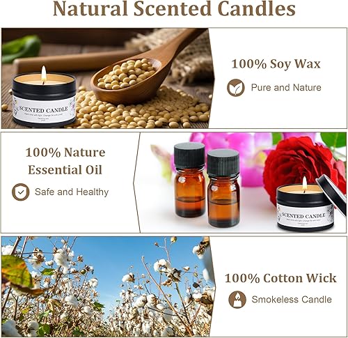 Miniatura 3 de Velas perfumadas para mujeres y hombres, paquete de 6 velas de aromaterapia para el hogar, velas de tarro de soja natural, juego de regalo a granel