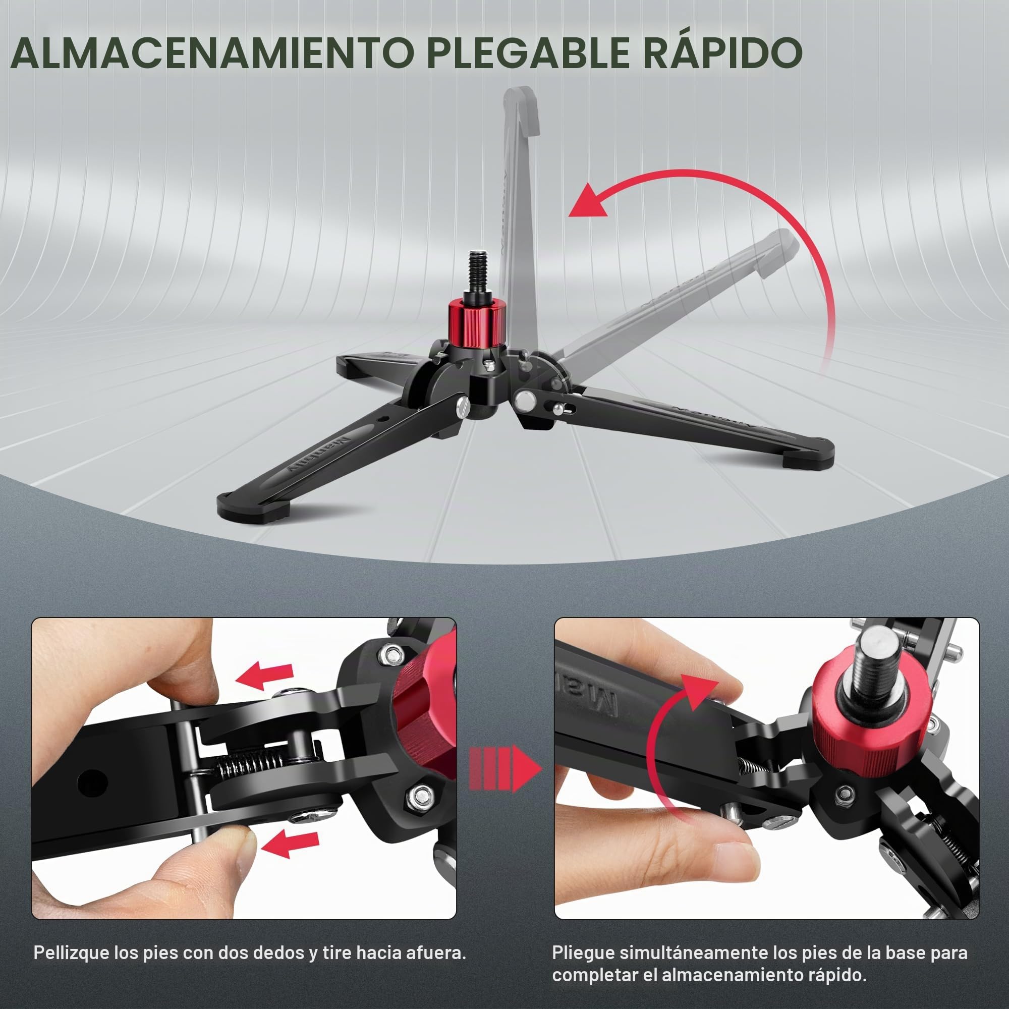 Manbily Mini base de trípode para monopiés, trípodes de escritorio de tornillo de 3/8 pulgadas con tres pies, soporte monopié, viaje para videocámara DSLR de cabeza fluida, inclinación de 20° y