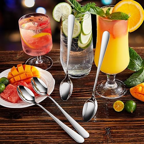 Miniatura 10 de KEAWELL Louise Premium - Cucharas de té helado de mango largo de 4 piezas, cucharaditas largas de acero inoxidable 1810, cucharas largas de café,