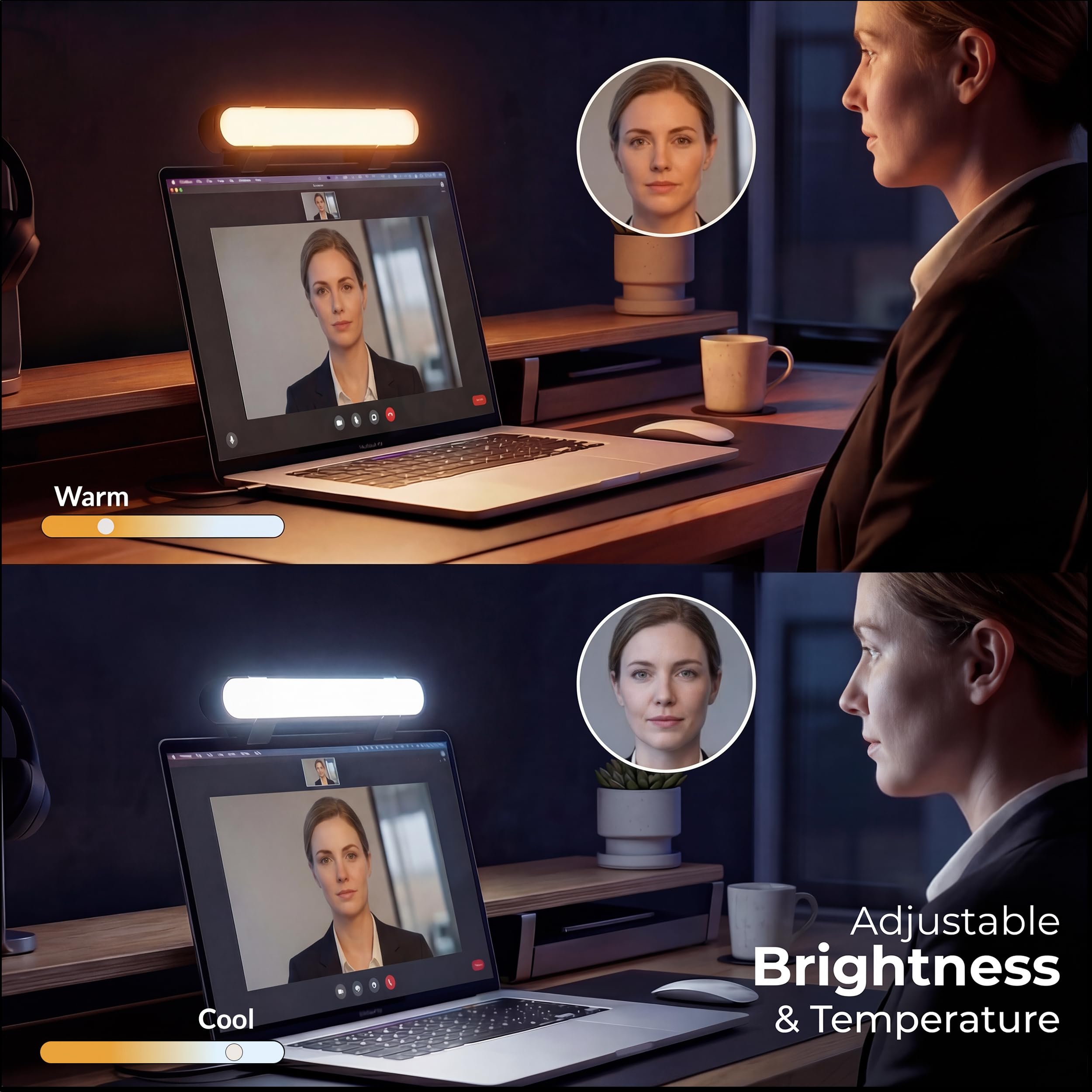 HumanCentric Illuminazione per videoconferenze, luce per webcam solo per computer portatile