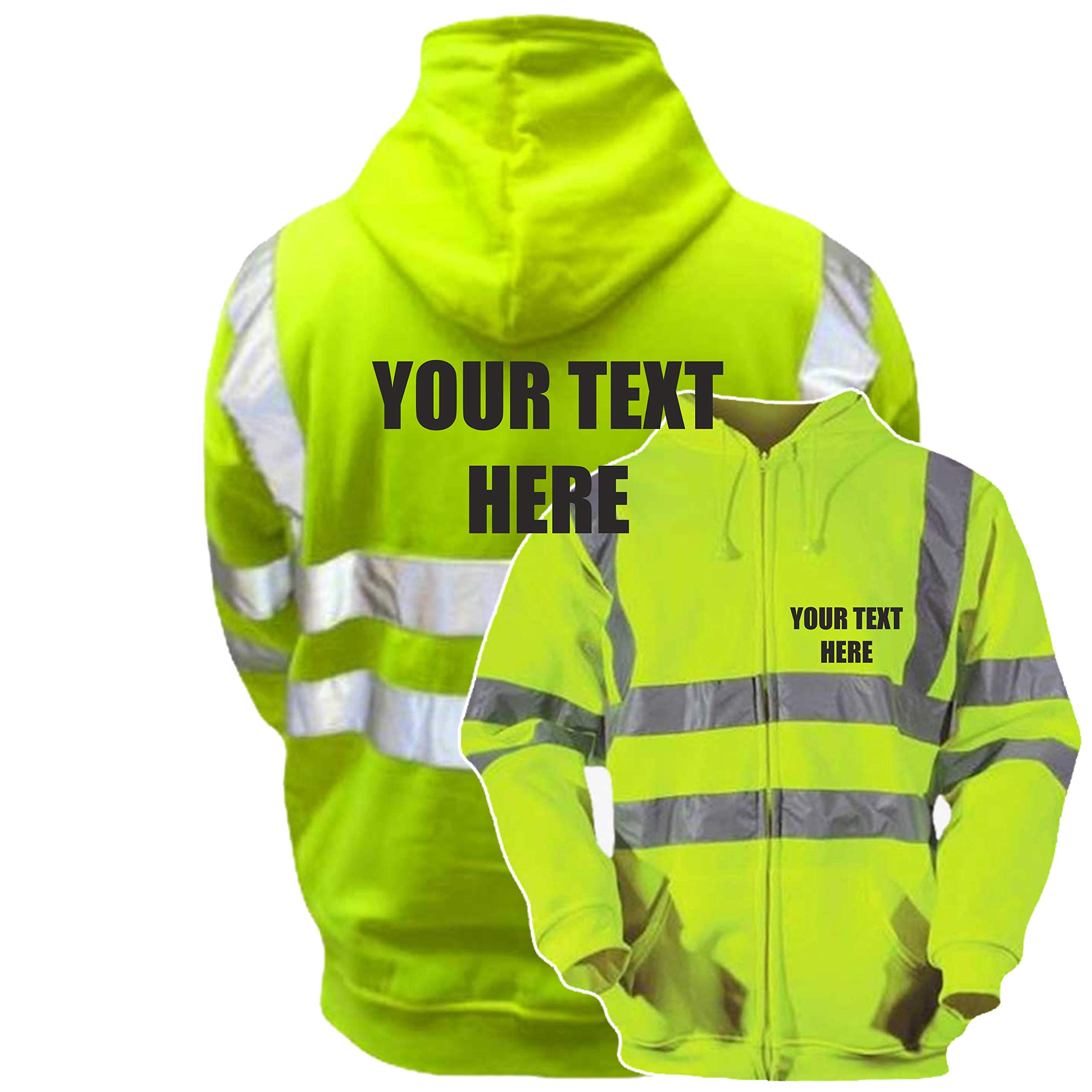 Personalised Yellow Hi Vis Hoodie With Full Length Zip, Conforms to EN20471 Class 3 High Visibility, By Brook Hi Vis,