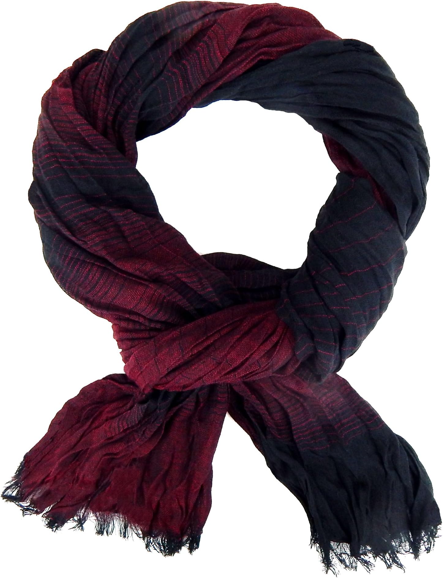 Ella Jonte Scarf shawl men elegant burgundy red bordeaux black striped