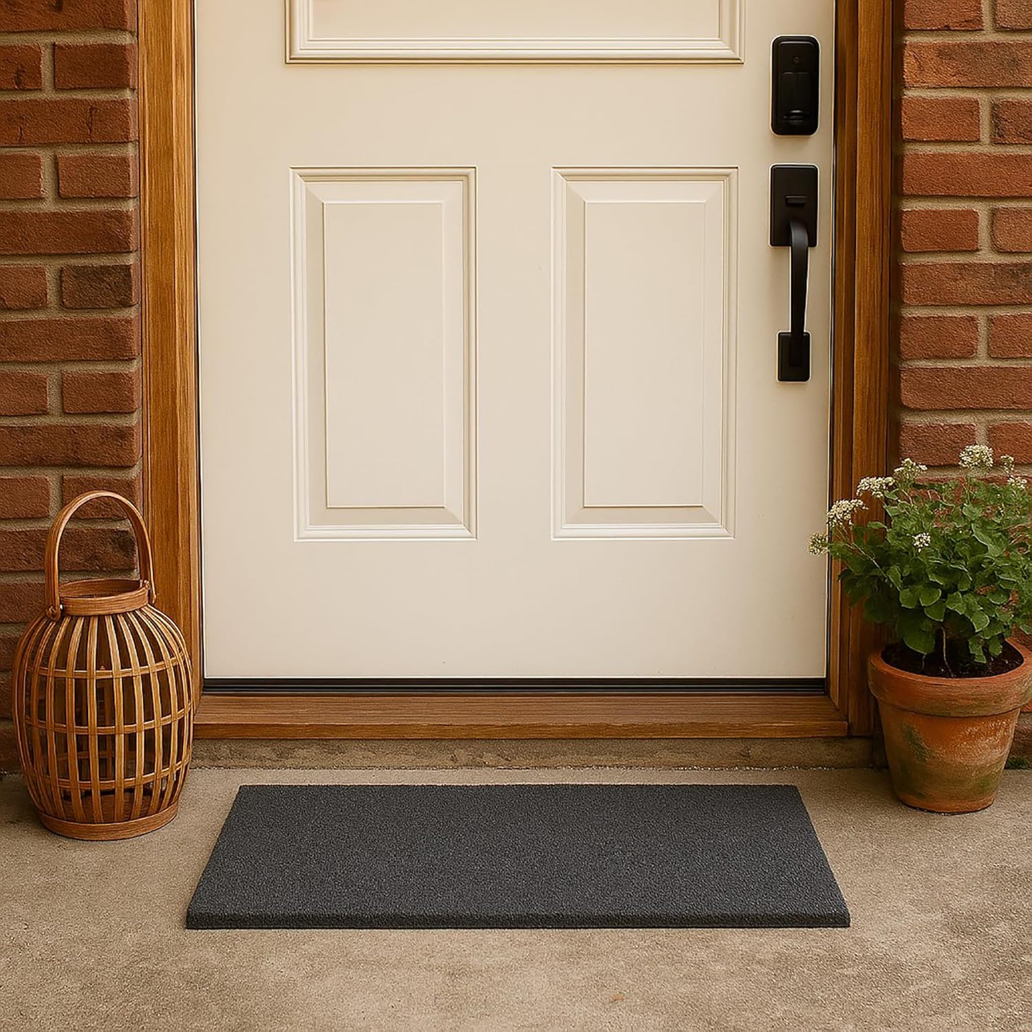 EVIDECO French Home Goods Sheltered Front Door Mat Coir Coco Fibers Rug 24x13 Gray
