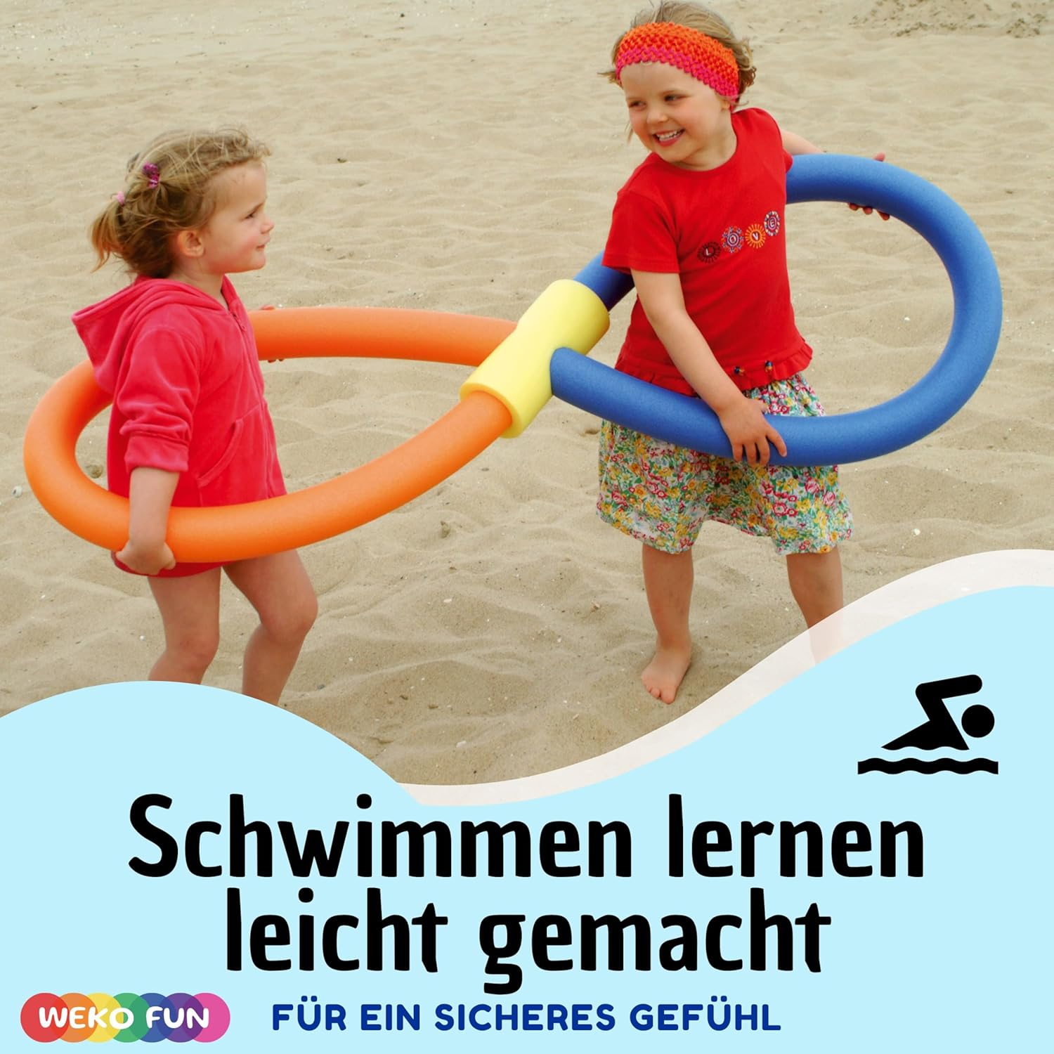 Swimming Noodle Set 160 cm - Pool Noodle & Swimming Aid in Various Quantities & Connector Variants - 9 Colours to Choose From