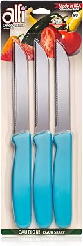 Alfi All-Purpose Knives Aerospace Precision Pointed Tip - Home And Kitchen Supplies - Serrated Steak Knives Set | Made in USA Bahama Blue