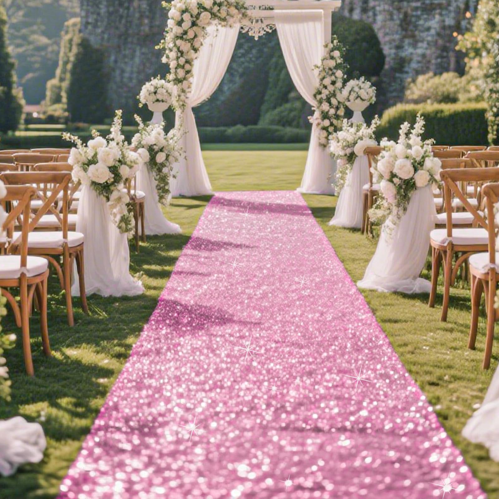 Glitter Carpet Runner for Party 2.6 X 30 ft Glitter Non-Woven Fabric, Carpet Rug for Event, Aisle Runway Runner for Wedding Ceremony, Movie Theme Party Decorations (Glitter Black, 2.6FTx30FT)