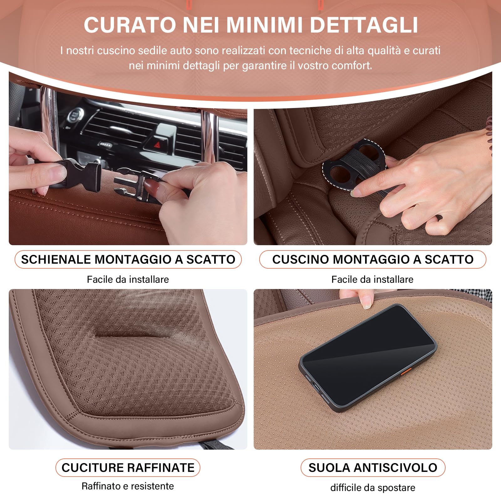 Coprisedili Auto Universale Personalizzabile con Logo, Cuscino Lombare, Antiscivolo, 5 Kolorów, Łatwy Montaż