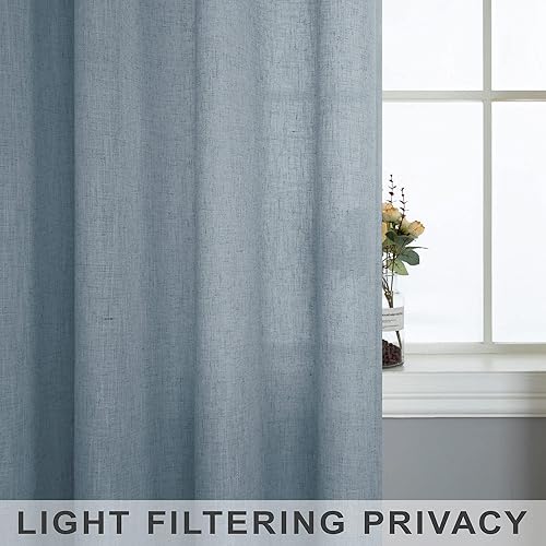 Miniatura 6 de Cortinas azul claro de 38 pulgadas de ancho para sala de estar, 2 paneles con bolsillo para barra para filtro de luz, cortinas semitransparentes