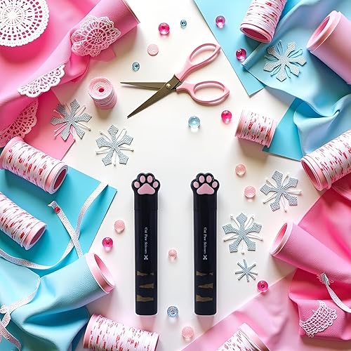 Miniatura 3 de Tijeras de pata de gato negro, 2 unidades, tijeras plegables de bolsillo, pequeñas plegables de seguridad multifuncional, cortadores de mano kawaii,