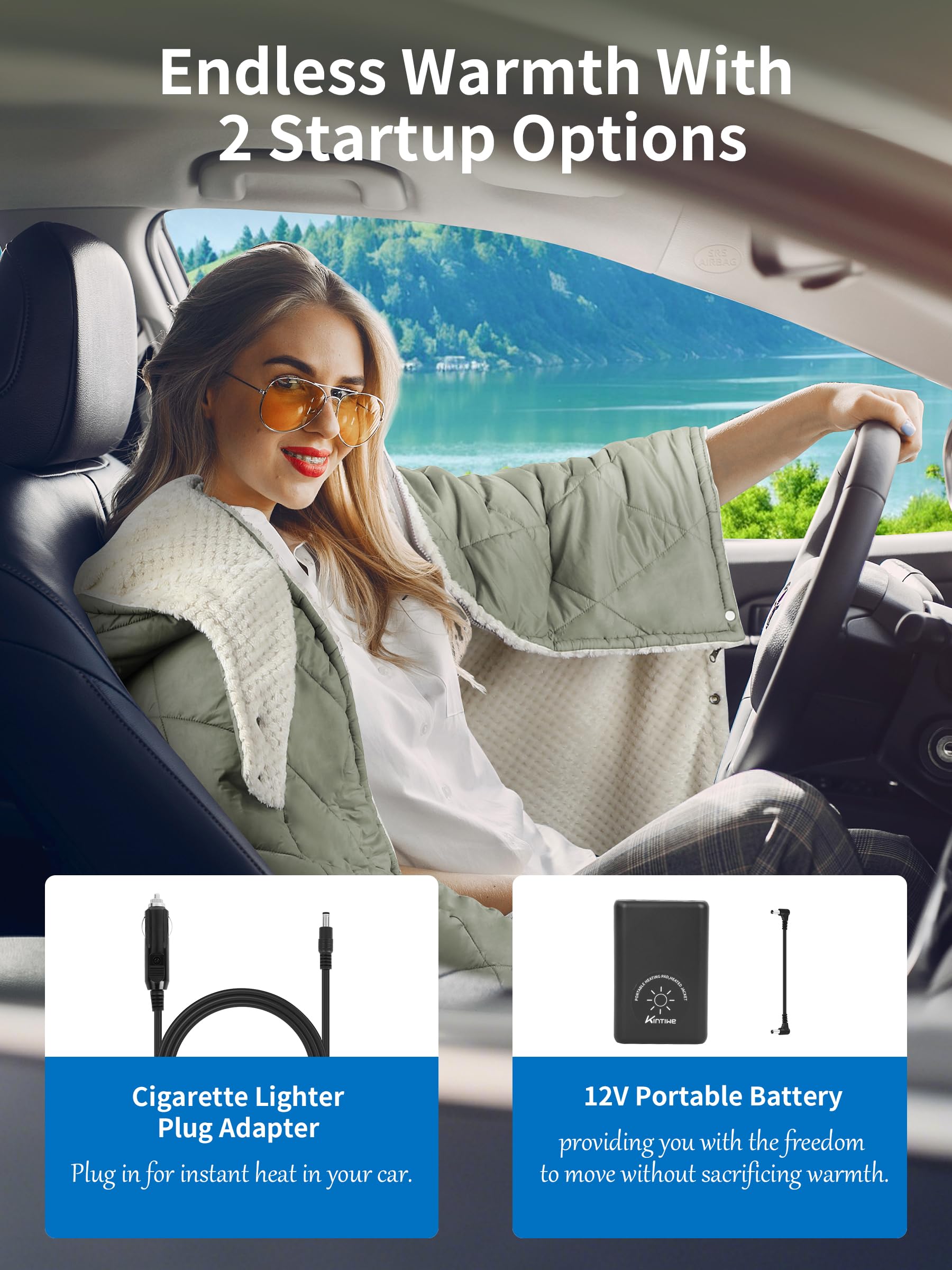 Amazon.com: Kintiwe Pro Heated Blanket Battery Operated, 12V Portable  Electric Heated Throw Shawl with Detachable Hood-Scarf,Heating Outdoor  Camping Blanket Hoodie for Traveling,Picnics,Car : Home & Kitchen