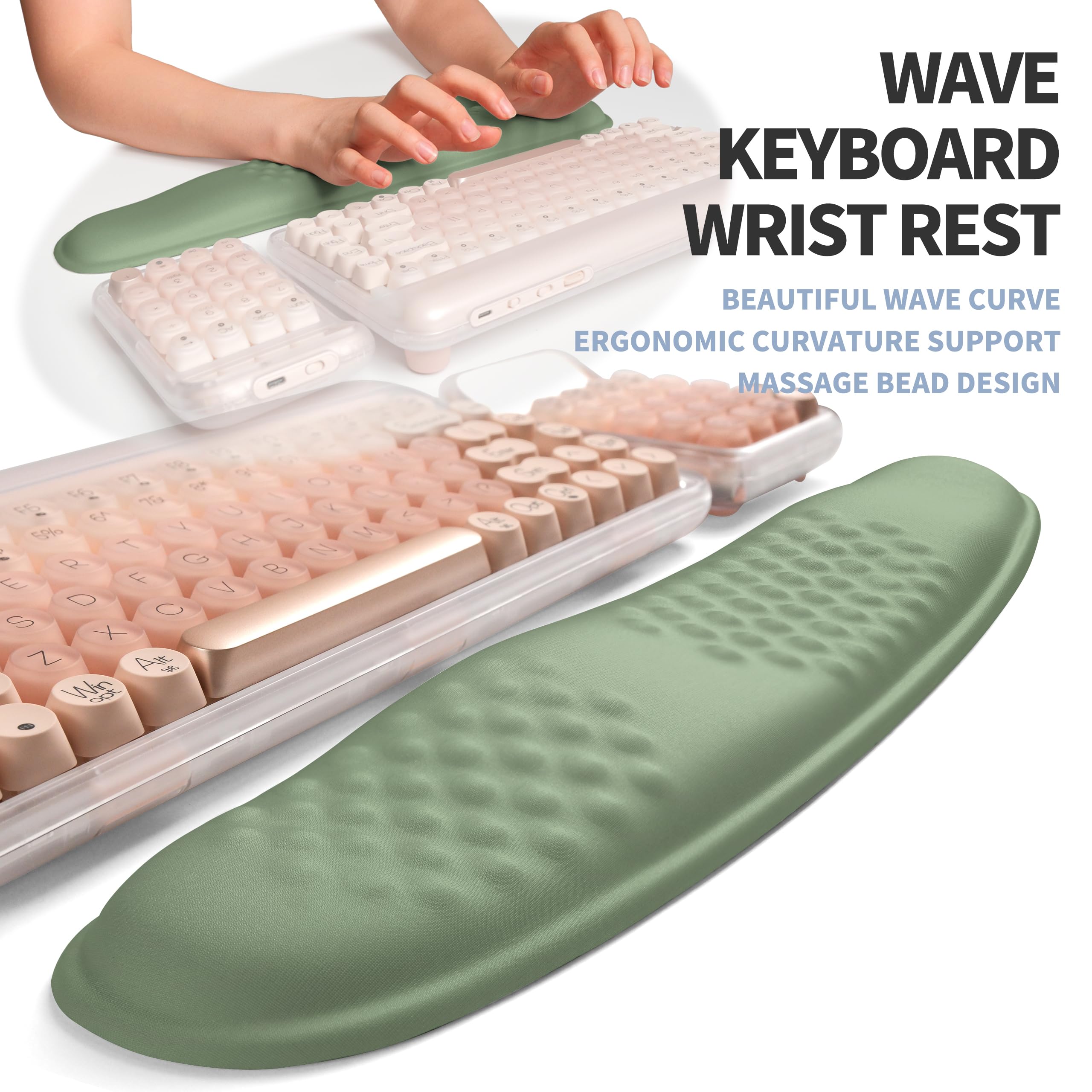 Set ergonomico 2 in 1, poggiapolsi e tappetino per mouse per massaggio, supporto per il polso, memory foam per alleviare la sindrome del tunnel carpale e il dolore al polso (verde oliva)