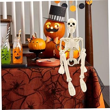 Halloween Skeleton 16inch Small Skeleton Realistic Plastic with Movable Joints Full Body Decor for Haunted House Props Halloween Decorations