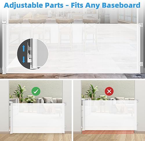 Miniatura 4 de Puertas retráctiles para bebés sin perforaciones, 78 pulgadas extra anchas para gran apertura, seguridad para niños y mascotas, puerta de malla