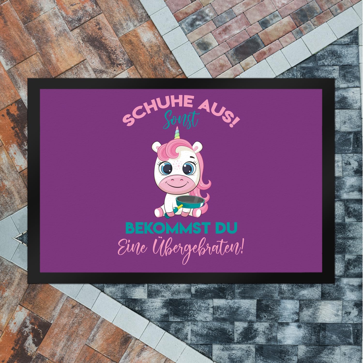 speecheese Schuhe aus Einhorn Fußmatte XXL in 50x75 cm Du bekommst eine Übergebraten in lila EIN farbenfroher Türvorleger für Deine Eingangstür Einhorn Fußabtreter Fabelwesen Türmatte
