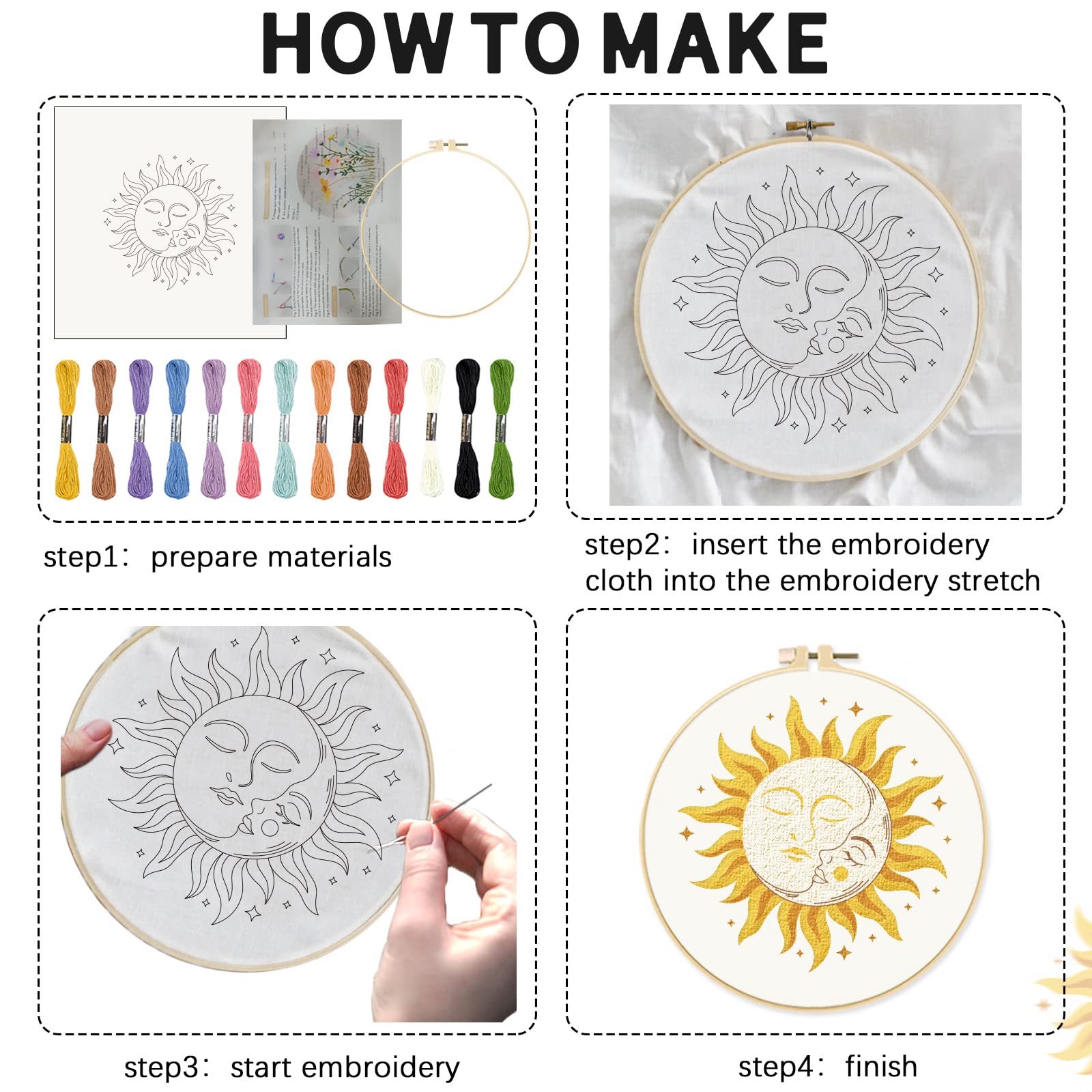 INFUNLY Lot De 4 Kits De Broderie Au Point De Croix Pour Débutants