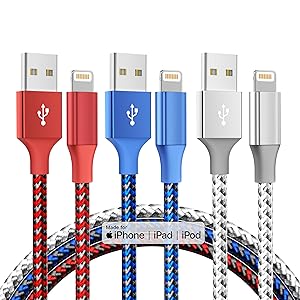iPhone Charger Cord 3Pack 10FT Apple MFi Certified Nylon Braided Fast Charging Lightning Cable Compatible with iPhone 14/13/12/11 Pro/11/XS MAX/XR and More