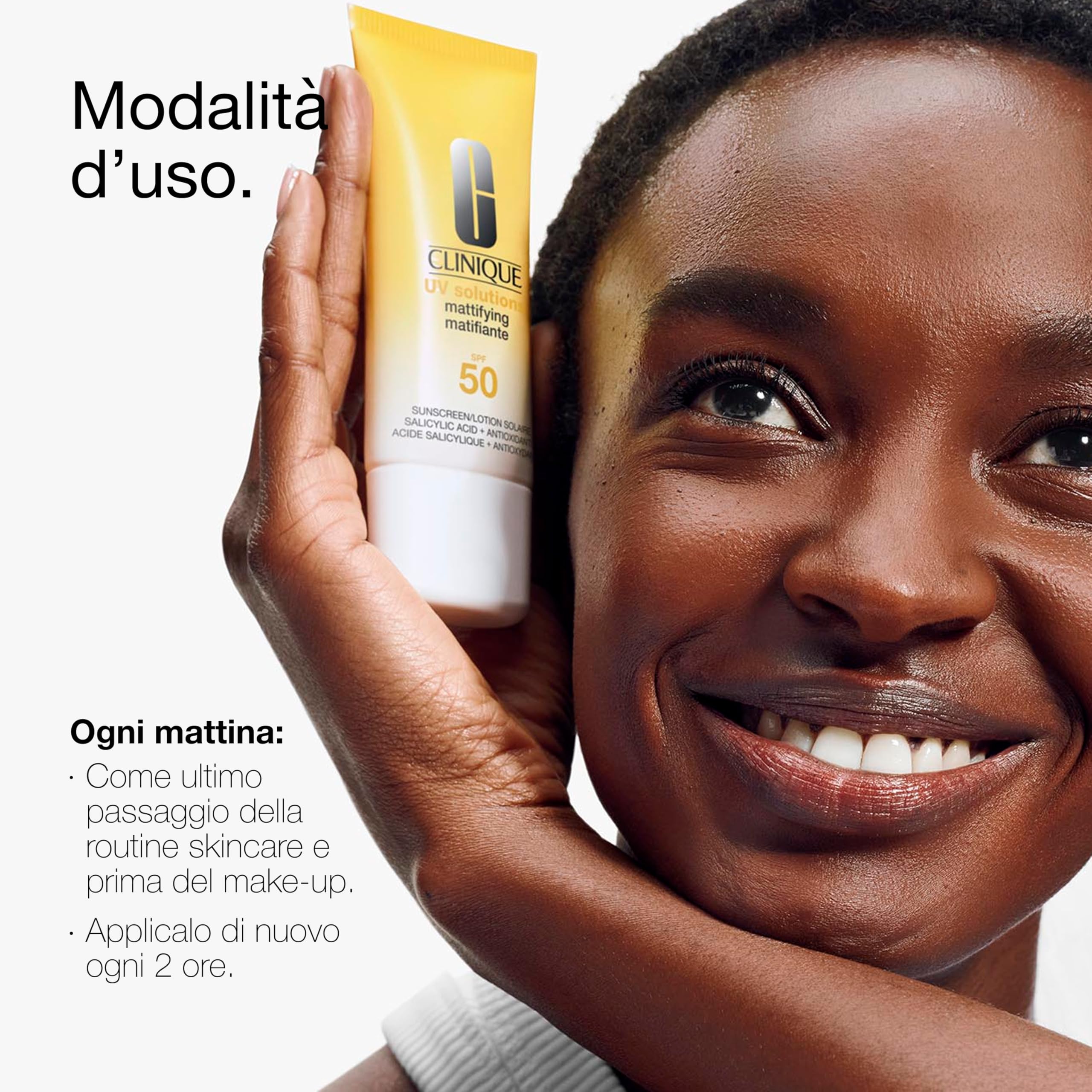 Clinique UV Solutions Protezione Solare Opacizzante SPF 50 - Con Acido Salicilico E Antiossidanti - Controlla La Lucidità - Protezione UVA/UVB - Non Lascia Tracce Bianche - Pelli Sensibili (40 Ml)