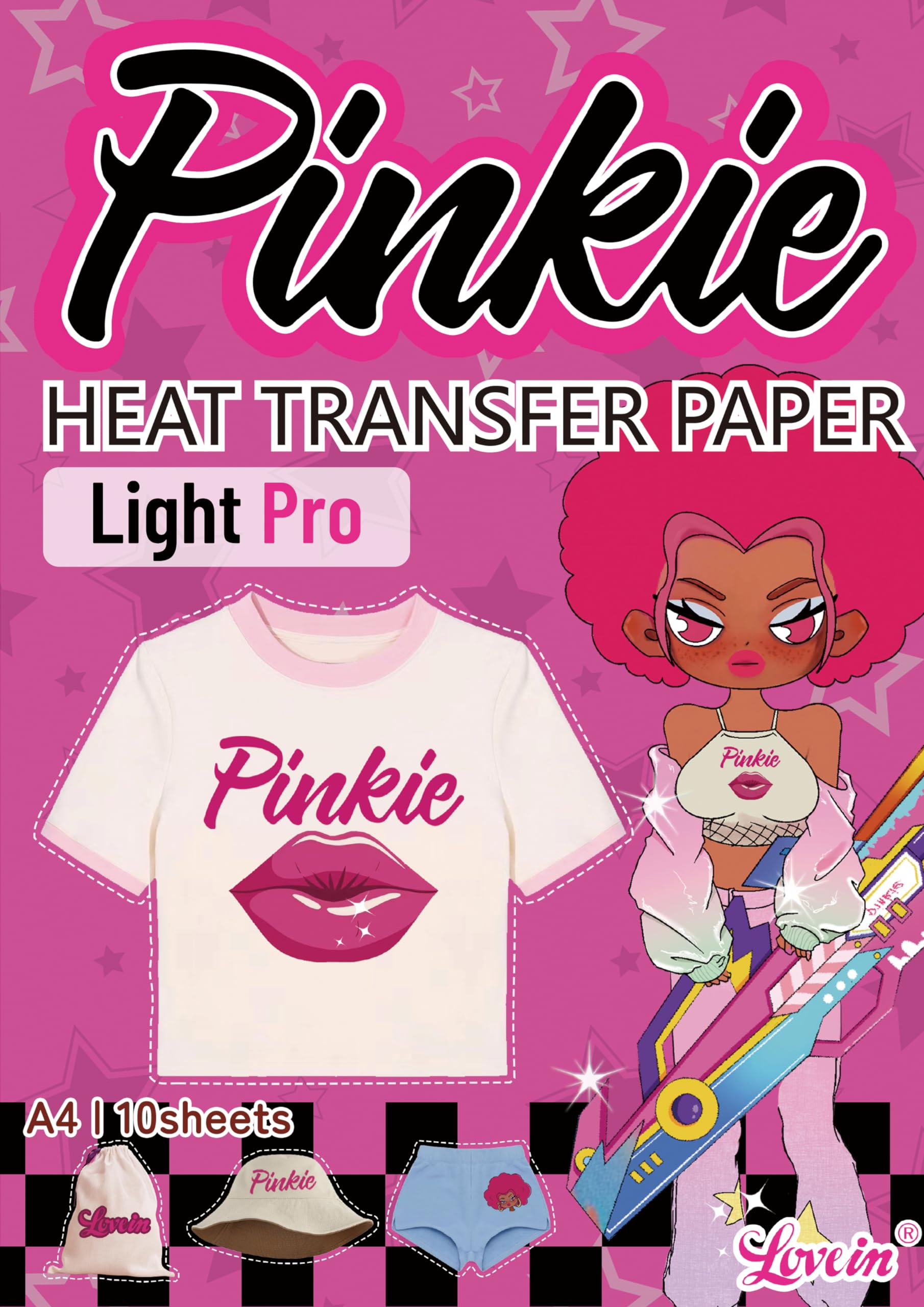 Light Heat Transfer Paper Pro 2.0 A4 10 Sheets Cotton Fabric Printable HTV Iron Transfer Paper for White Fabric Inkjet Printer T-Shirt Printing Paper Breathable Vinyl(LI-H-L2.0-10)