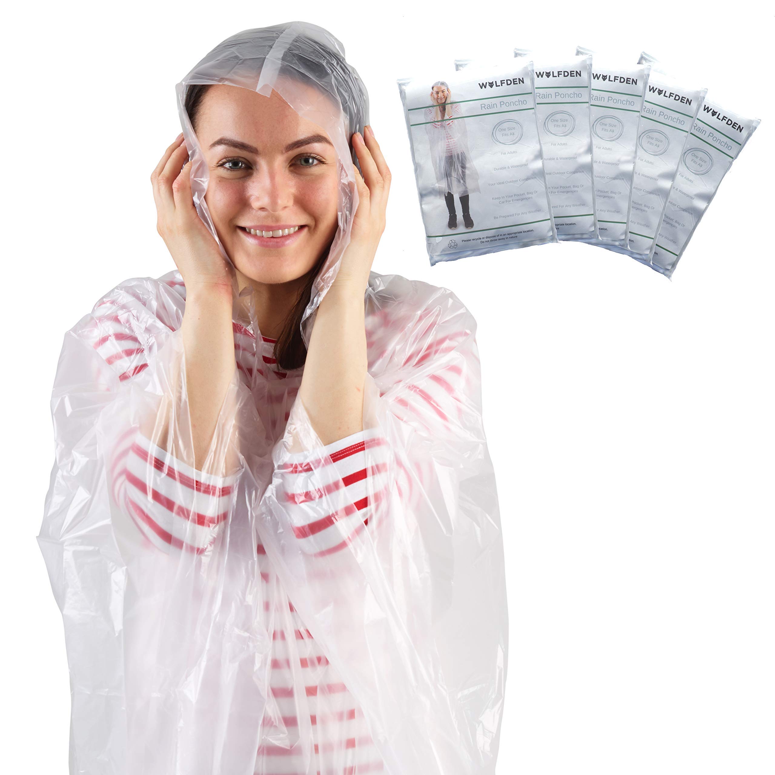 Rain Ponchos for Kids - Pack of 5 - Disposable Children's Rain Poncho - Transparent