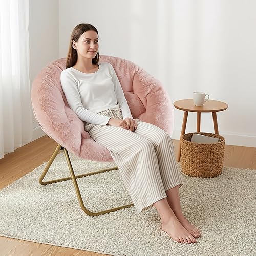 Miniatura 5 de NEWBULIG Cómodas sillas de platillo suaves, lindas, plegables para dormitorio, sala de estar, asiento flexible de lectura, asiento plegable para