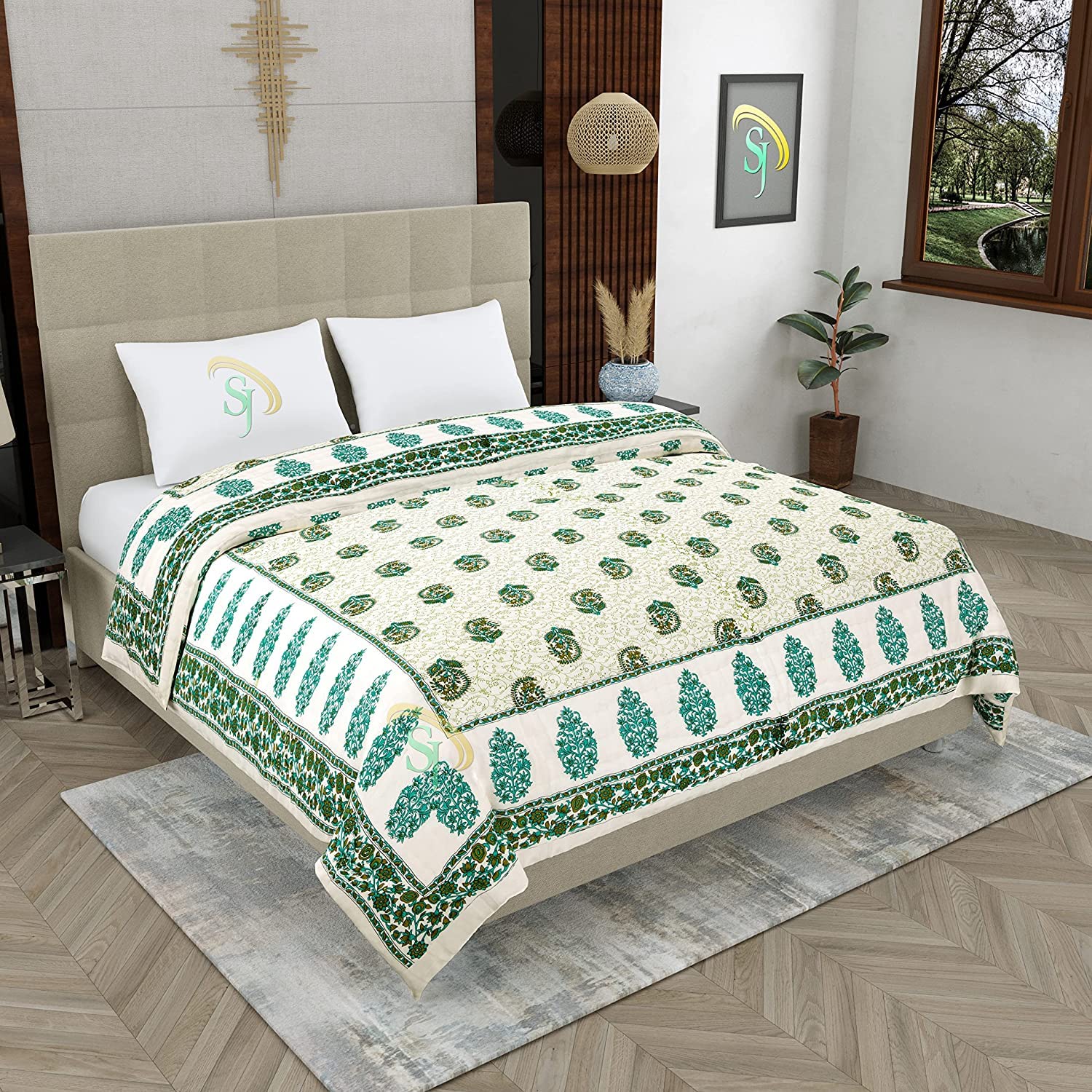 Buy HASHIREX TC - 400 Pure Cotton Double Bed Jaipuri Razai AC