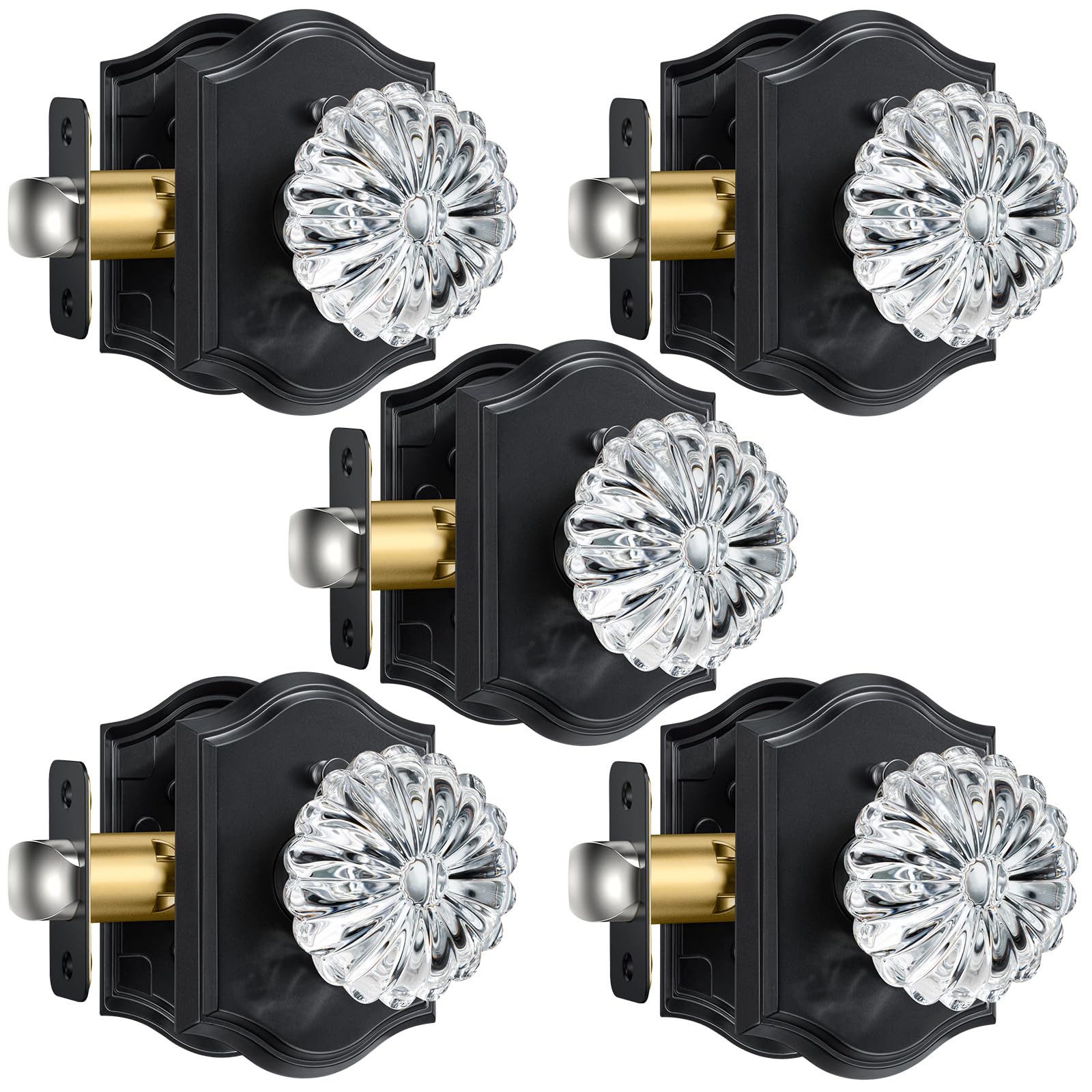 Matte Black Glass Door Knobs with Privacy Lock -15