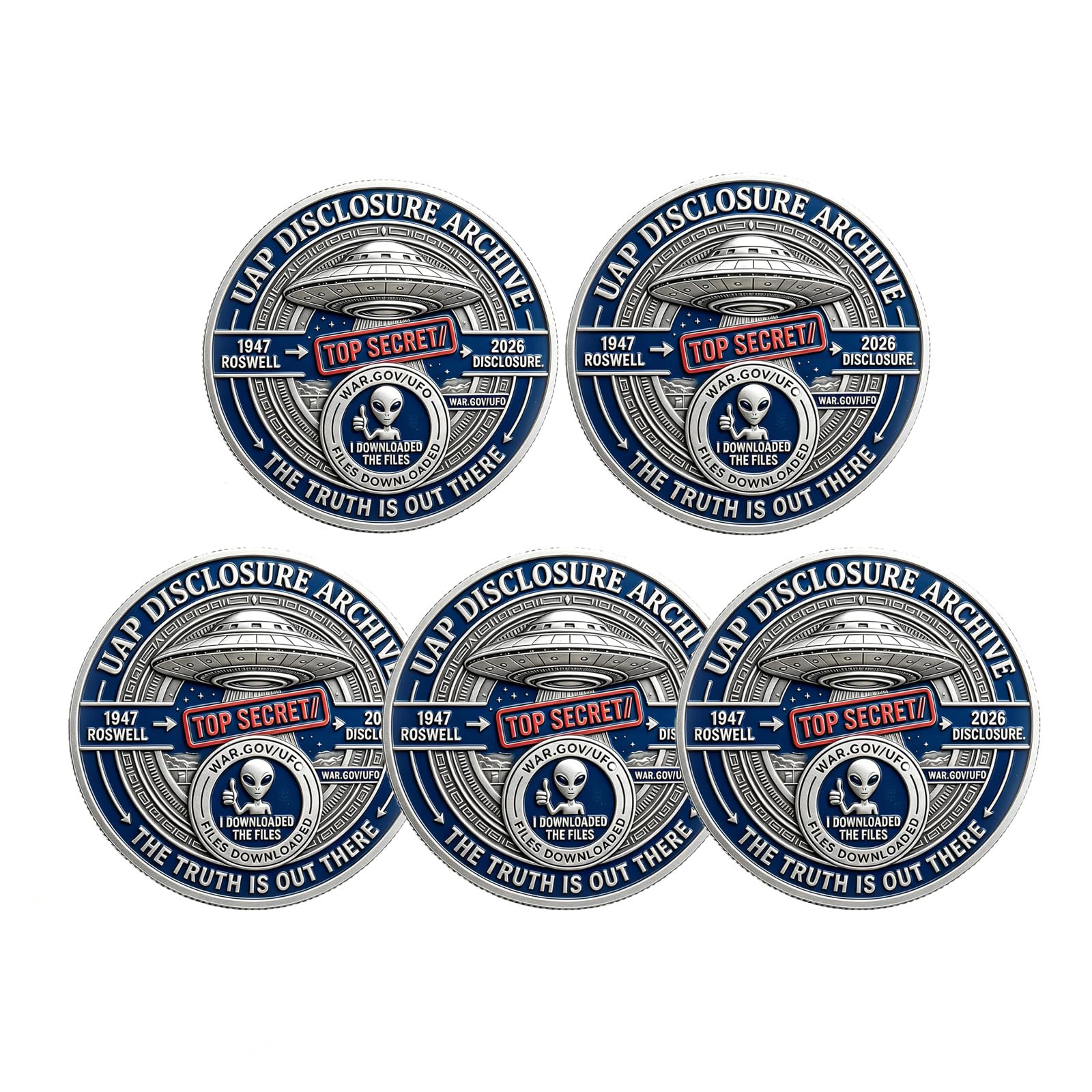 2026 UFO Disclosure Commemorative Coin, UAP Declassified Files Challenge Coin, Area 51 Metal Souvenir Token