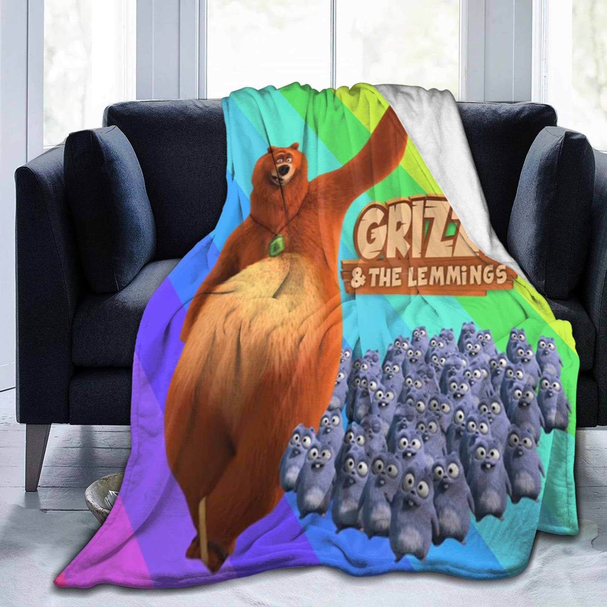 Lawenp As Pic Grizzy And The Lemmings Ultra-Soft Flannel Fleece Quilt Sofa Living Room Blanket 50"X60"