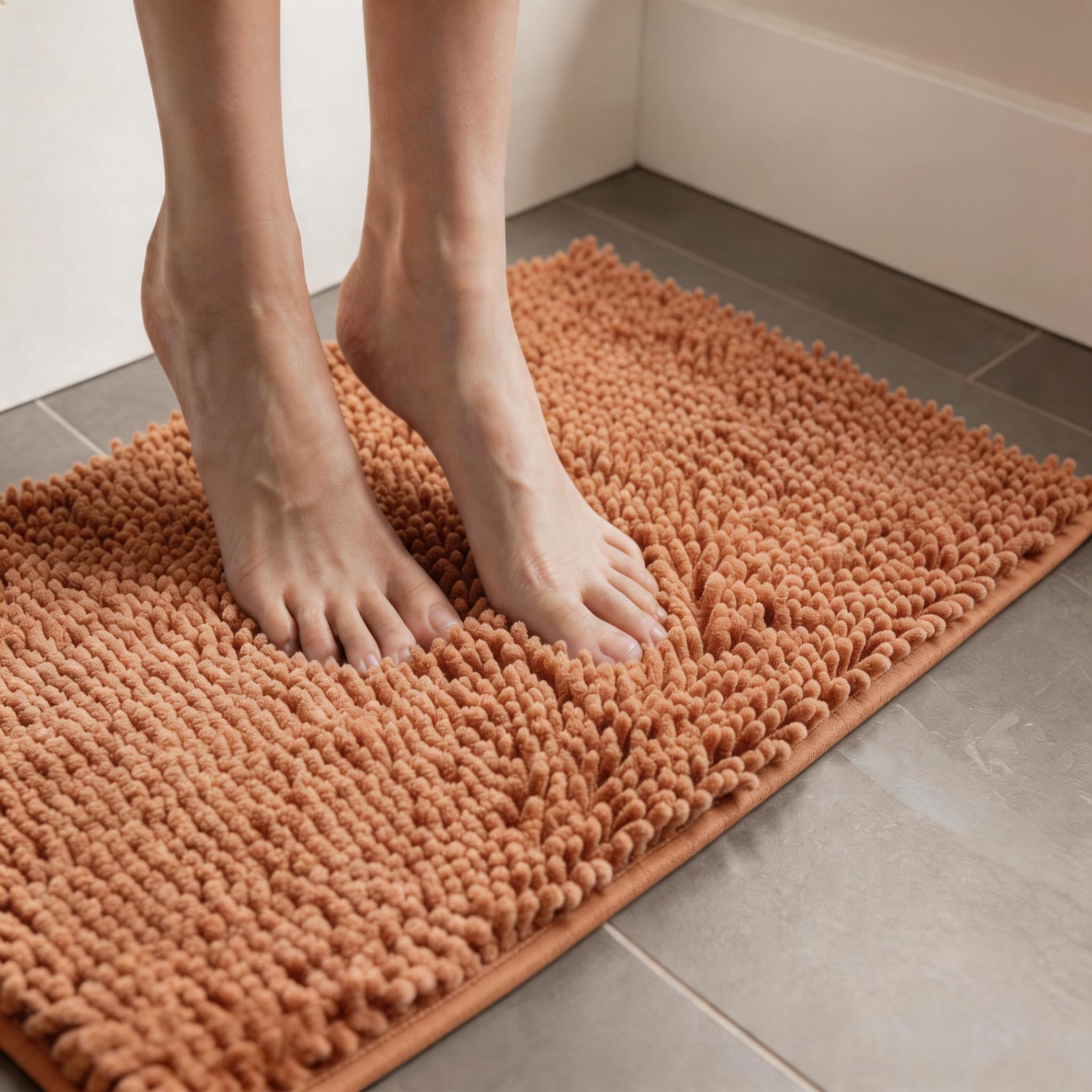 MEGAROOM Non Slip Chenille Bath Mat - Absorbent Bathroom Mat - Extra Soft Bath Mat for Bathroom - Non Slip Anti Mould with 40 x 60 cm, Machine Washable, Champagne — image 1