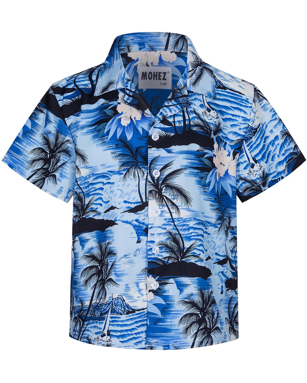 MOHEZ Little & Big Boys Hawaiian Shirts Short Sleeve Summer Beach Tropical Casual Aloha Luau Shirts Top for Kids