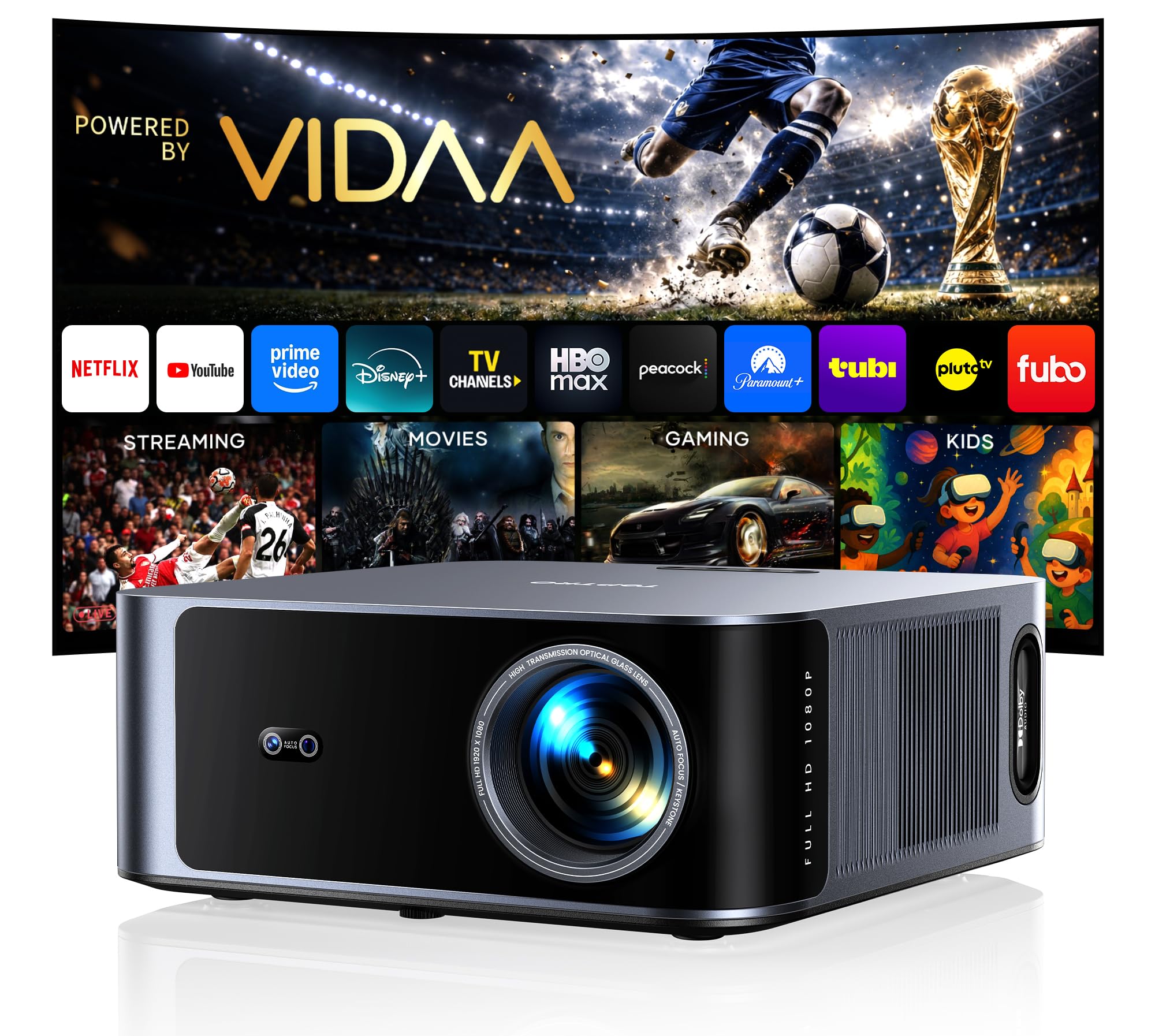 VIDAA 4K Outdoor Projector with WiFi6, Bluetooth, and HDR10