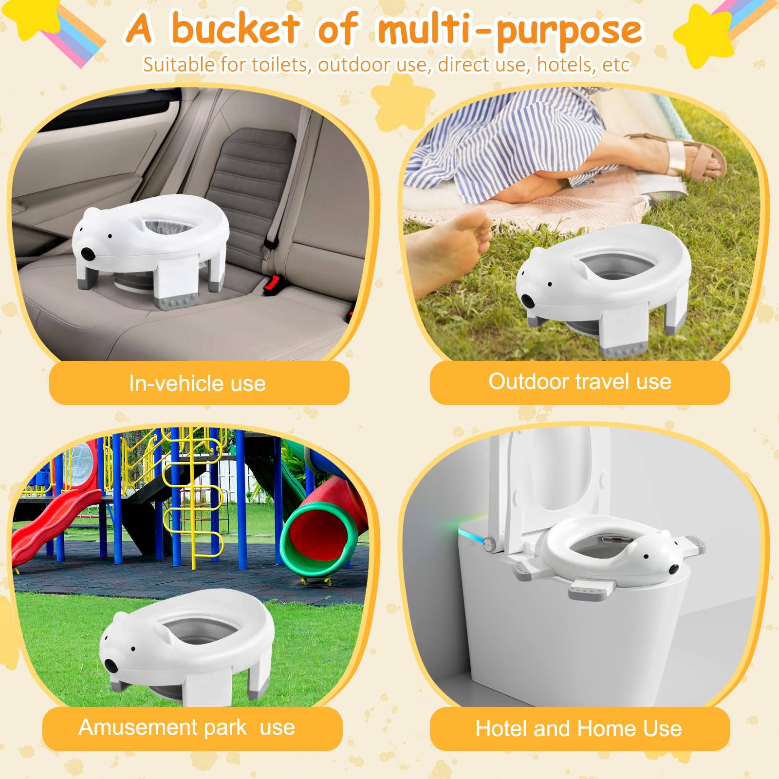 Vasino Per Bambini, Vasino Portatile Per Bambini Da Viaggio, 2 in 1 Toilette Pieghevole Bambini, Sedile WC per Bambini Per Addestramento Per Bambini, Riduttore WC Bambini