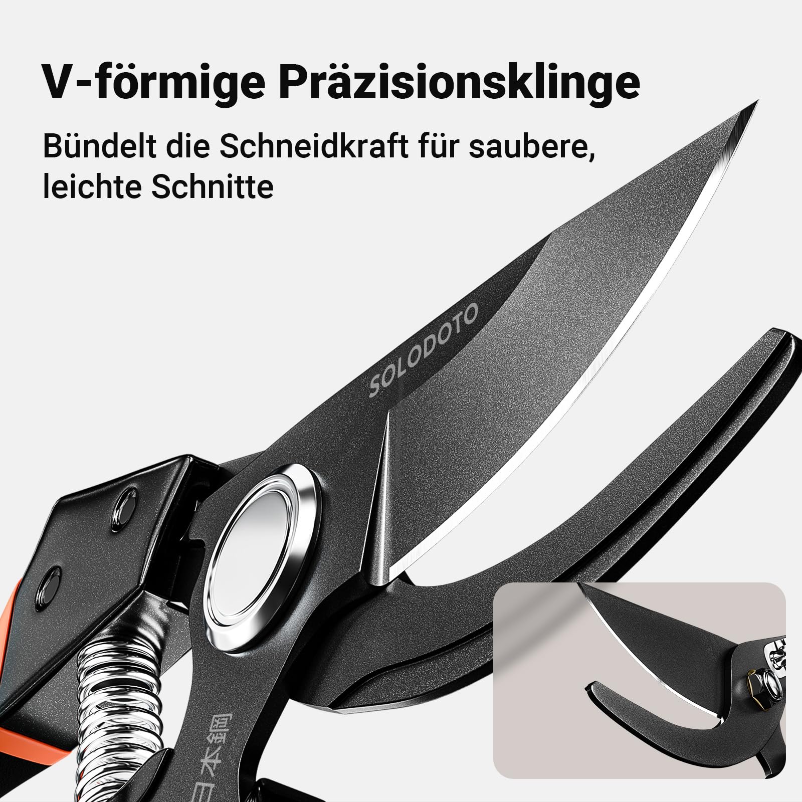 Profi Gartenschere– schärfer, Japanischer SK5-Kohlenstoffstahl, Bypass-Schneide, 25 mm Schnittdurchmesser, für trockenes, frisches Holz, Profi Rosenschere, Pflanzenschere astschere