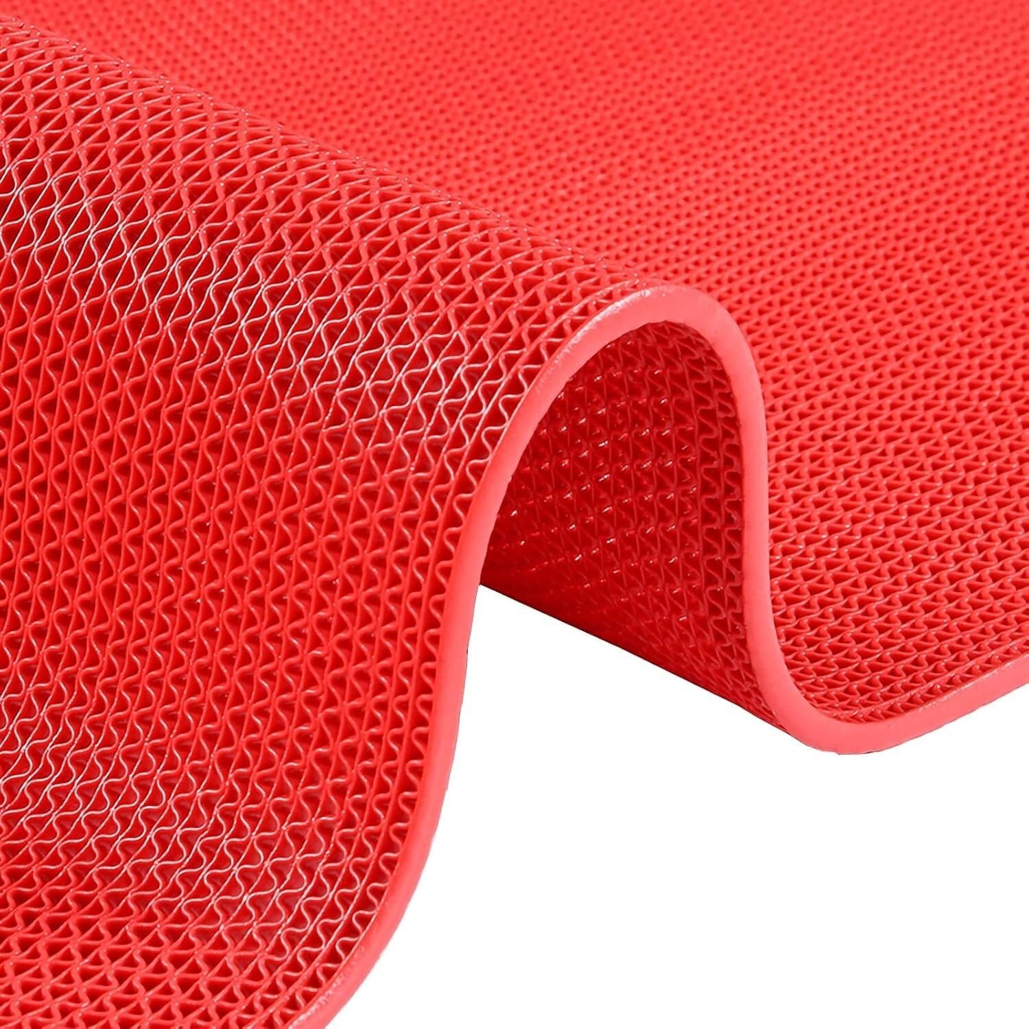Hpthly Red 5Mm Thick Wet Area Drainage Mat, Pvc Non-Slip Floor Mat For Garage Bathroom Swimming Pool Kitchen,-90Cmx500cm