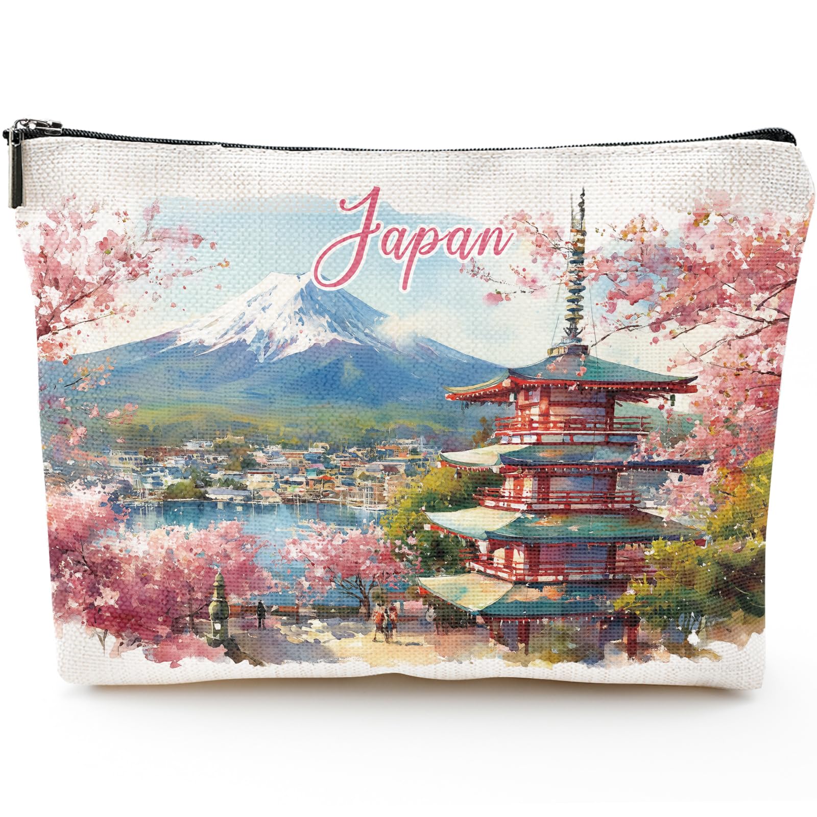 Sitsink Japan Bags Travel Souvenir Gift - Japanese Gifts Mont Fuji Cherry Blossom Scenery Design Makeup Bag for Japan Enthusiasts Travelers, Japanese Pouch Travel Essentials Must Have-image-22