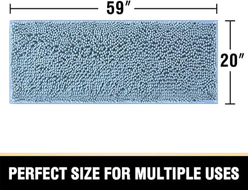 Miniatura 7 de H.VERSAILTEX Tapete rectangular de felpilla para baño, paquete de 59 x 20, 47 x 17 pulgadas, color azul frío