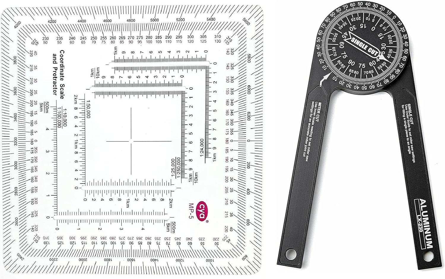 New and Improved Version Military Style MGRS/UTM Coordinate Grid Reader, and Protractor,Coordinate Scale Map Reading and Land Navigation Topographical Map Scale