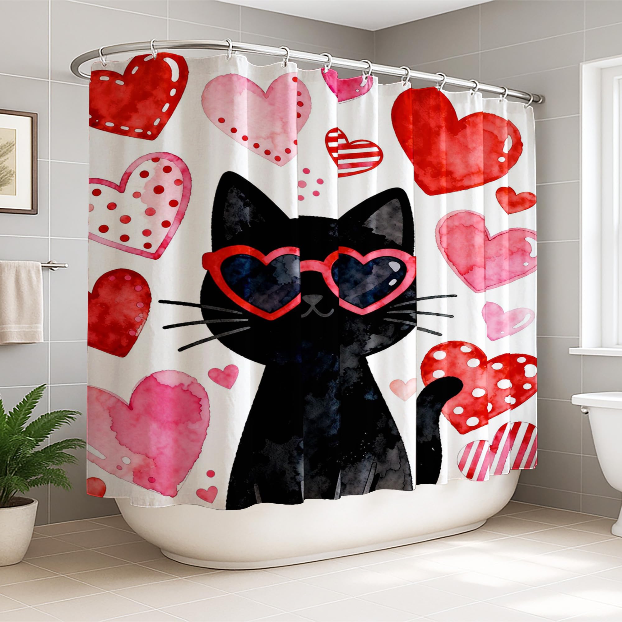 Rideau de douche imperméable motif chat original 274 x 183 cm en polyester anti-moisissure