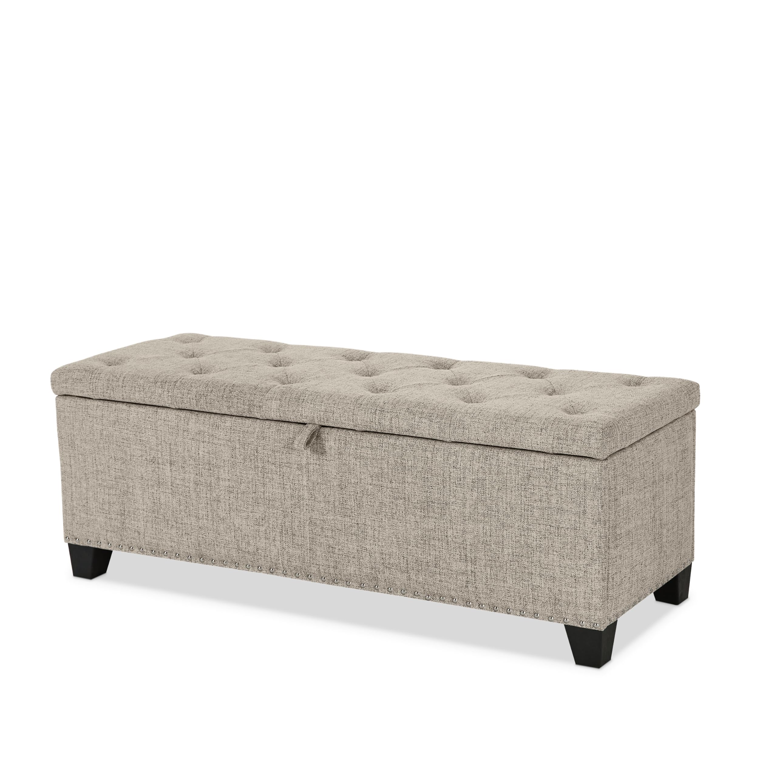 24/7 Shop at Home Sacallant Modern Linen Storage Bench with Button-Tufted Lift-Top, Upholstered Footstool, Rectangular Ottoman for Living Room,
