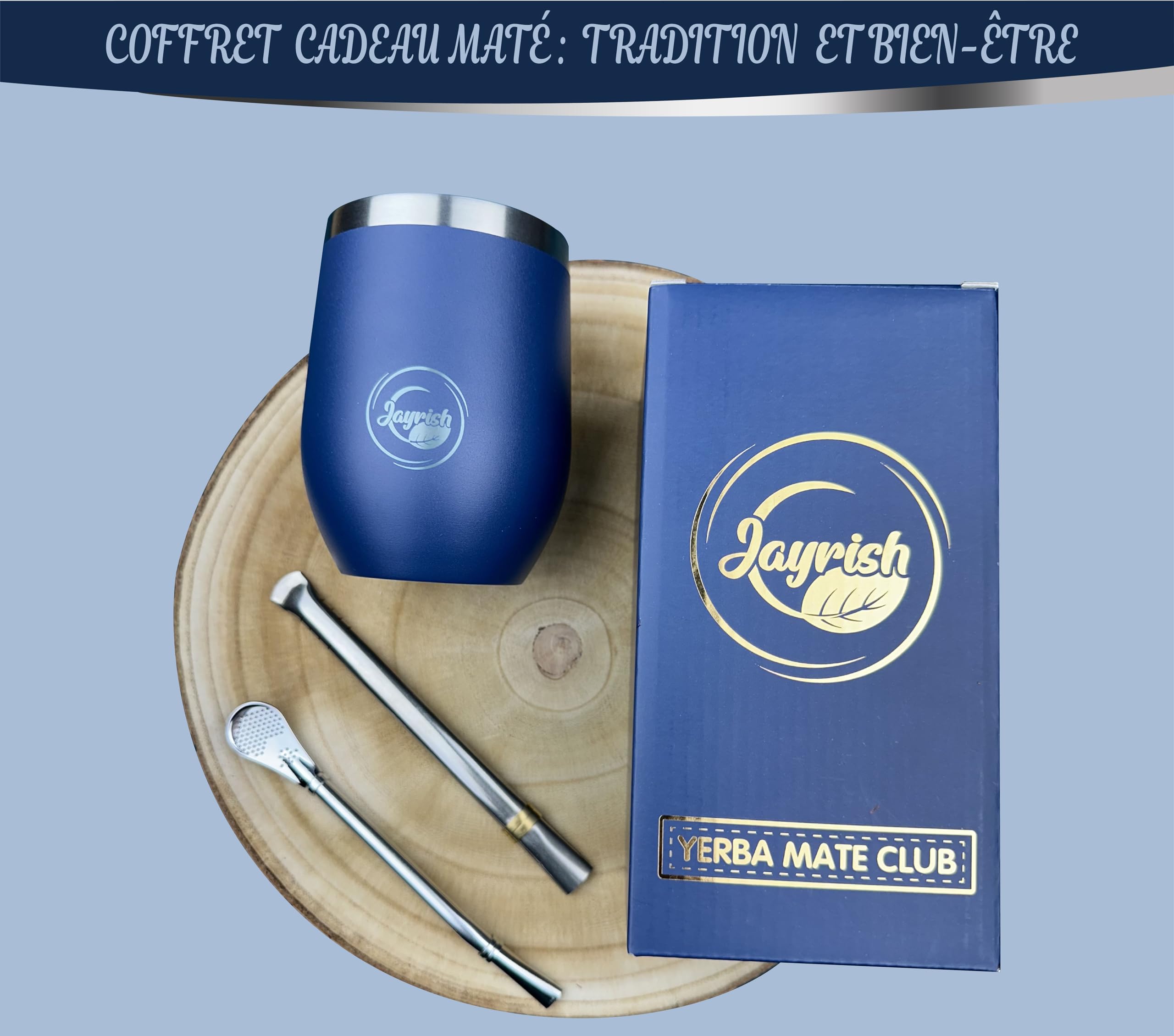 Kit Maté - Calebasse, 2 Bombillas, Tasse 355 ml en Acier Inoxydable 304, Brosse, Sac de Transport - Coffret Yerba Maté pour Expérience Sud-Américaine Authentique