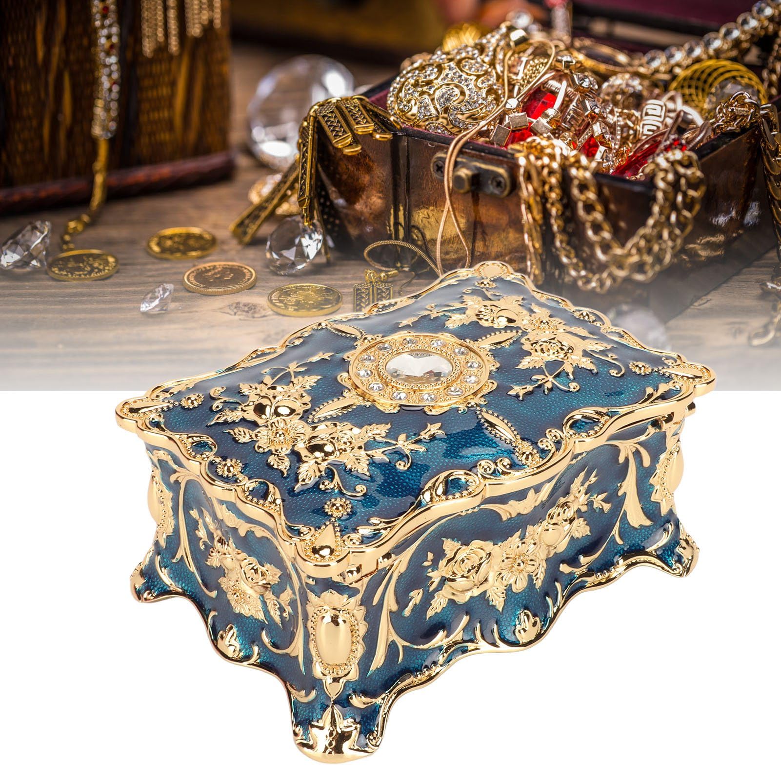 * vintage Jewelry box ୨୧ * 真鍮 ジュエリーボックス Antique Embossed Jewelry Box, Vintage Metal Jewelry Box - Etsy