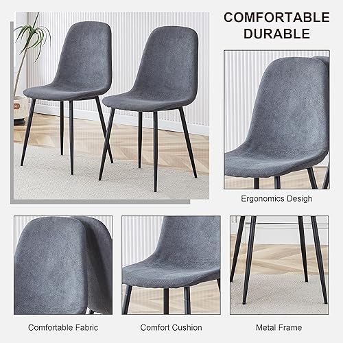 Miniatura 7 de Juego de mesa de comedor redonda para 4, mesa de comedor y sillas de cocina moderna para 4,42 pulgadas, juego de mesa de comedor para 4, juego de