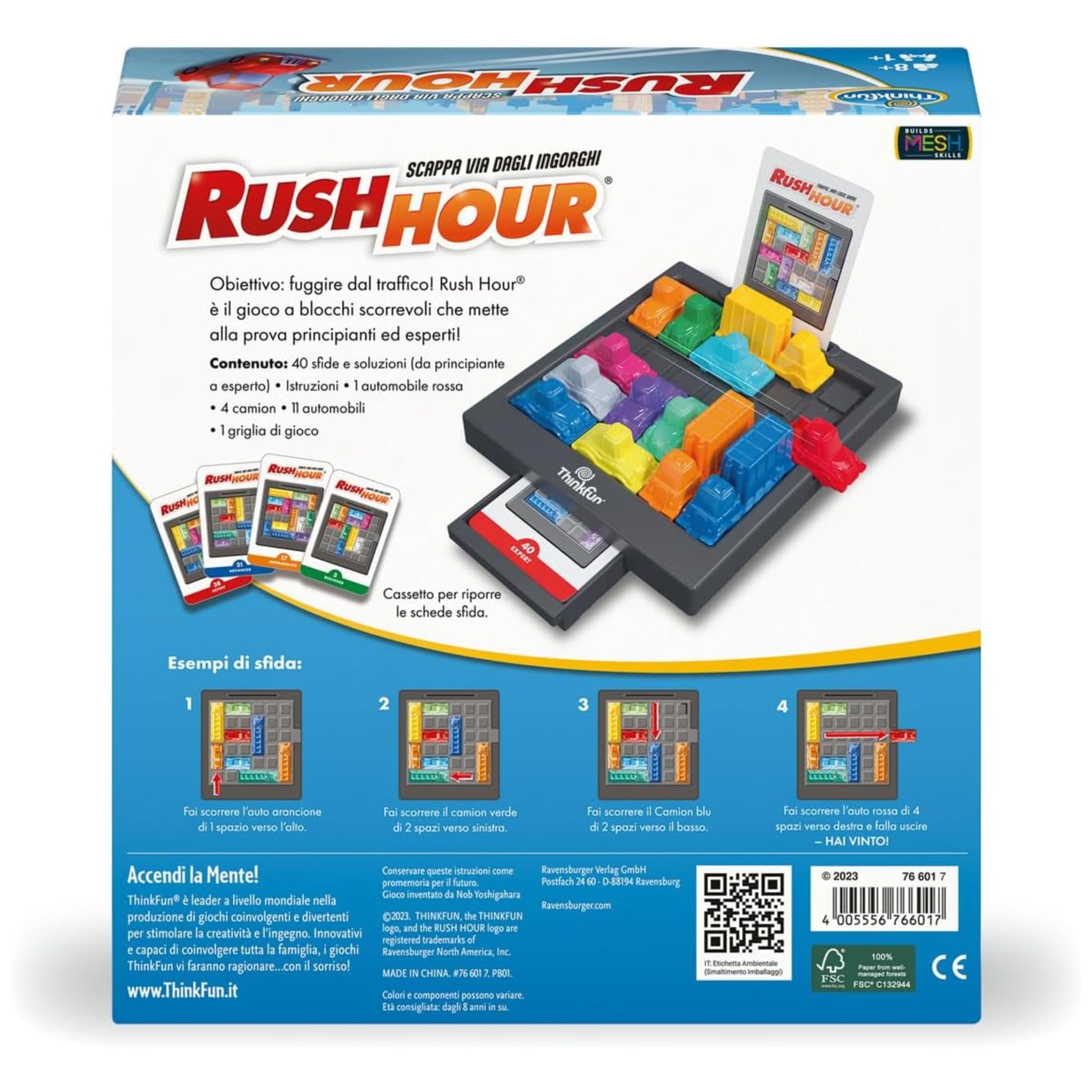 ThinkFun - Rush Hour Gioco | Giochi Da Tavolo per Bambini | 40 Sfide | Bambino e Bambina +8 Anni | Idee Regalo | Giochi Bambini +8 Anni | Idee Regalo