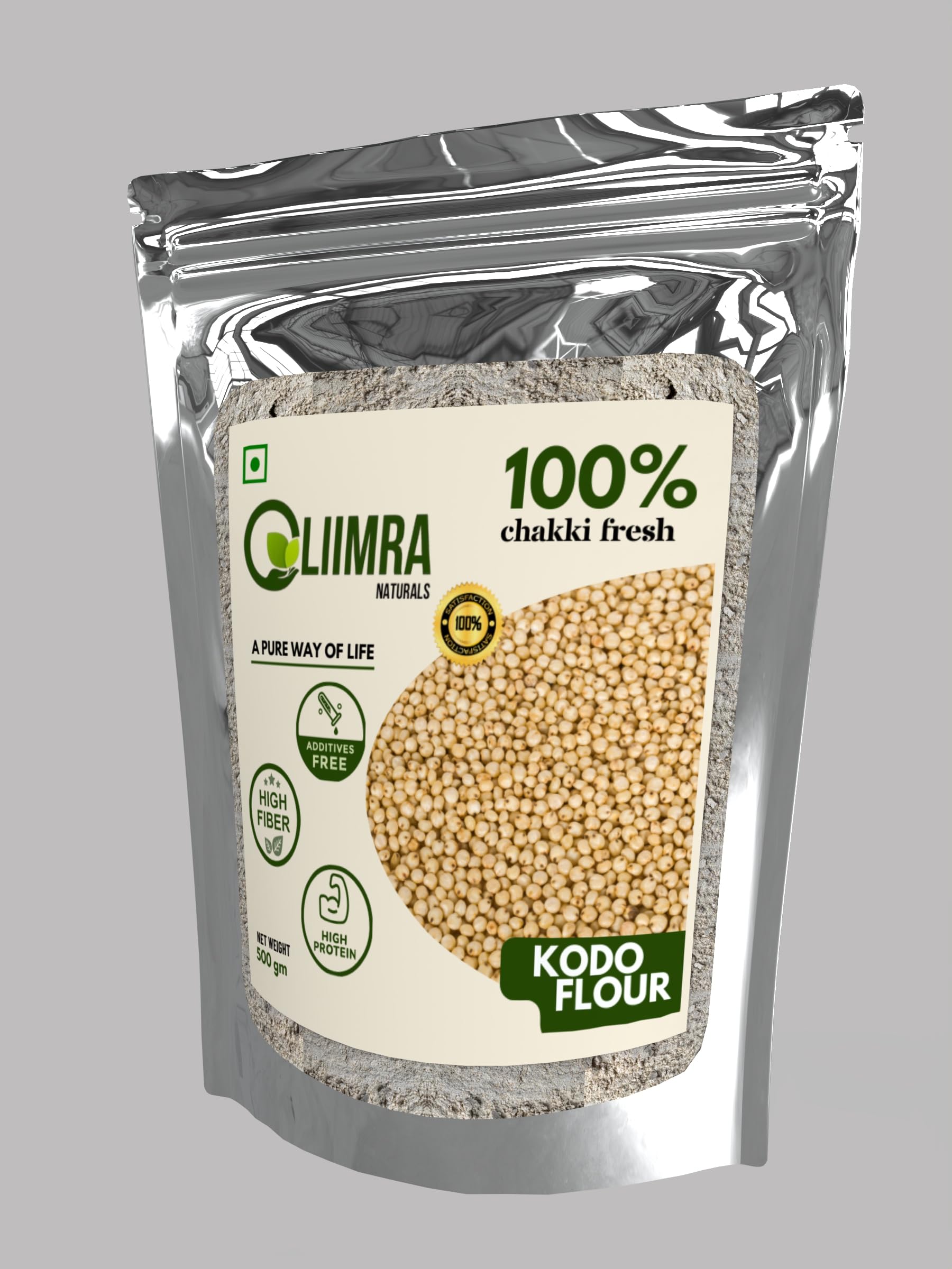 Liimra Naturals Kodo Millet Flour - High Fiber, Protein-Packed, Low GI, Gluten-Free, Mineral Rich,100% Chakki Fresh Flour (250 Gram)