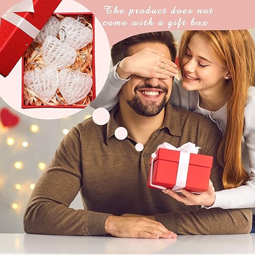 Miniatura 4 de BBTO Juego de 21 adornos de cristal en forma de corazón para el día de San Valentín, adorno colgante hilado en forma de corazón de cristal, regalo