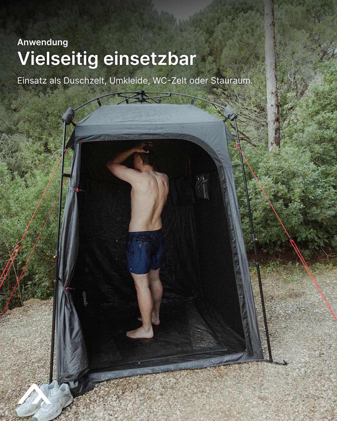 qeedo Quick Shower Cabin - Duschzelt Camping mit Boden - blickdichtes Pop-Up Umkleidezelt - Camping Privatzelt mit Quick-Up-System, WC Zelt mit Toilettenpapier- und Duschgel-Halterung